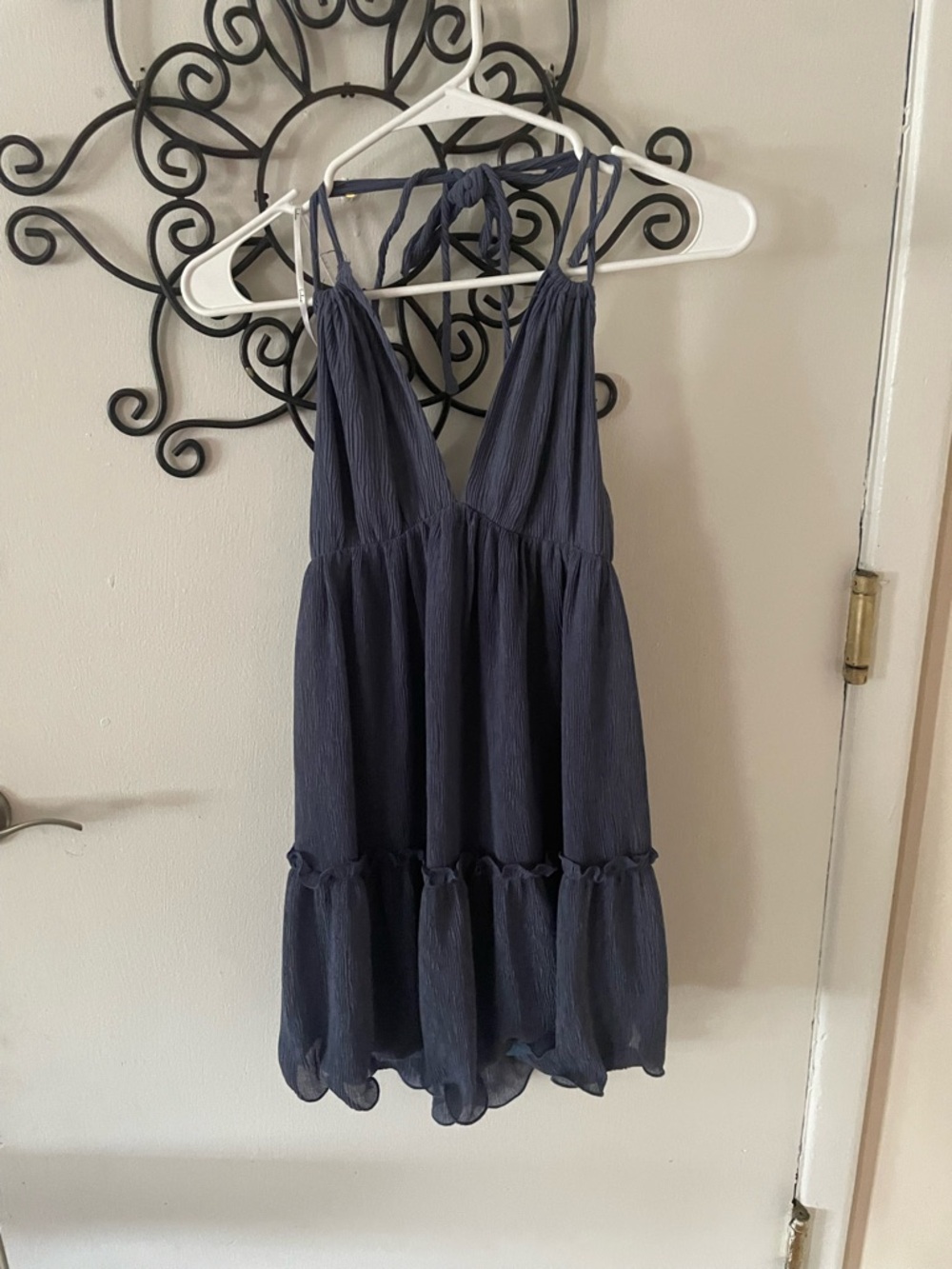 Navy Blue Halter Tie Sundress